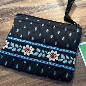 Vera Bradley Black and Blue Floral Zip Wallet